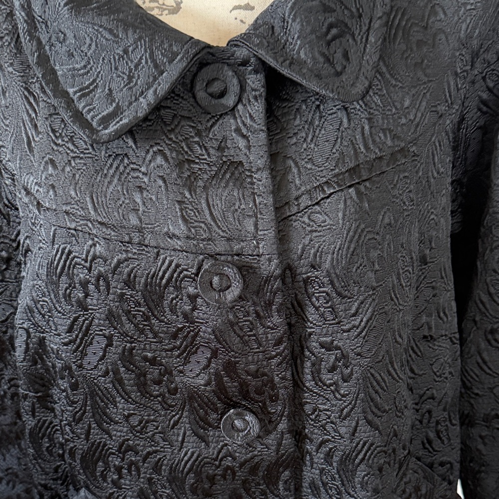 NY Collection Black Textured Cape Jacket - Picture 2 of 4